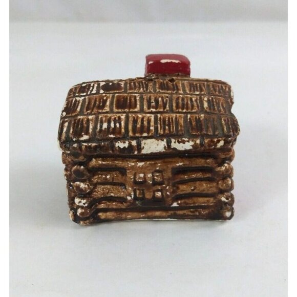 Vintage Chalk Ware Log Cabin 1.75" Salt & Pepper Shakers - Picture 3 of 13